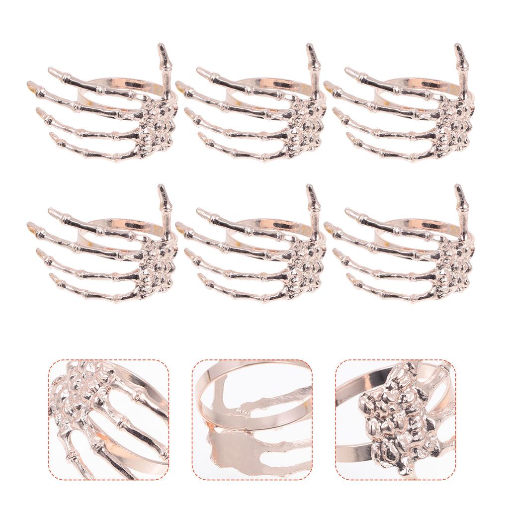 6Pcs Creative Ghost Palm Shaped Napkin Buckles Halloween Party Supplies Stylish Dining Table Decors Halloween Decors