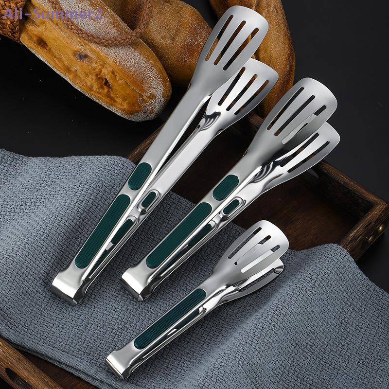 {Summer2} 9/12/14" Non Slip Stainless Steel Food Tongs Meat Salad Bread Clip Barbecue Grill Buffet Clamp Kitchen Cooking Tools