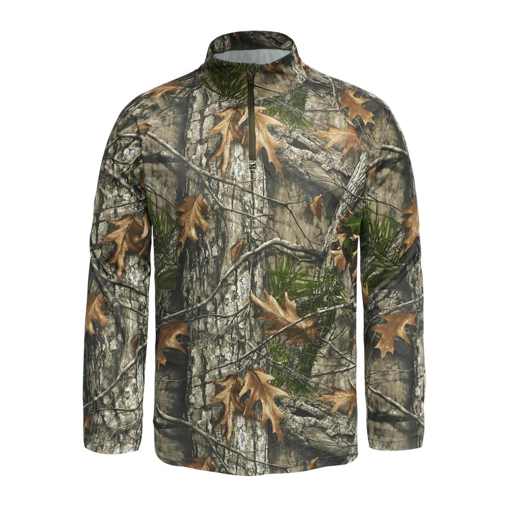 Hunting Outdoor Lightweight Quick-Dry Long-Sleeve Sports T-Shirt with Half-Zip
