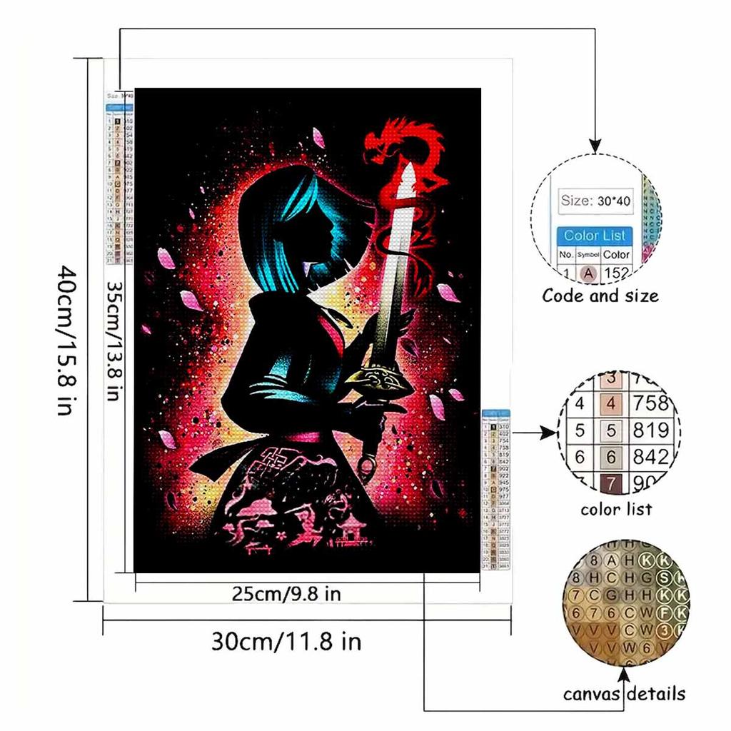 Full Round Diamond Painting Princess Hua Mulan Art Rhinestone Picture Mosaic DIY 5D Cross Stitch Embroidery Home Decoration
