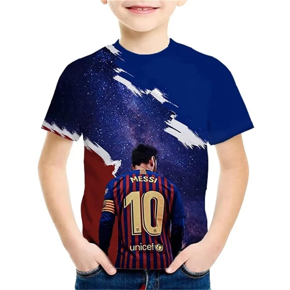 2025 Vară Nou la Modă Tricou pentru Copii Imprimat 3D Popular Starul de Fotbal Messi Cool Băieți și Fete Casual Mânecă Scurtă
