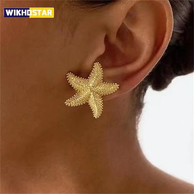 Fashion Exaggeration Summer New Golden Starfish Earrings for Woman Holiday Party Bohemian Jewelry Accessories for Women Gifts