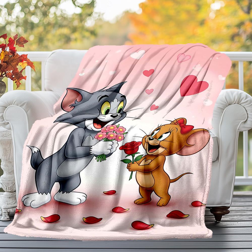 1pc cat mouseOutdoor Flannel Blanket Soft Plush Decor for Picnics, camping,Bedroom, Playroom, or Lunch Breakn1149A