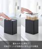 Yamazaki Tower Cotton Swab X X Design with Model 10285 Pop-Up Case, Black, W9.6 D6.6 H10.8cm, Push-Button Dividers,