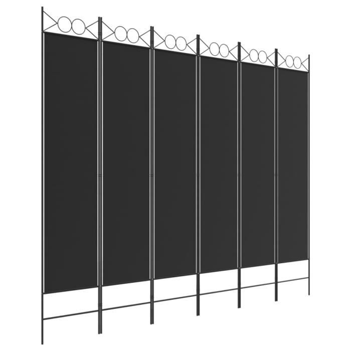 350161 vidaXL Cloison de séparation 6 panneaux Noir 240x200 cm Tissu