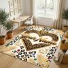 Golden Floral Elegance Theme Soft Crystal Velvet Rug Custom Name & Text Print Non Slip Floor Rug for Bedroom Living Room