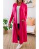 Azura Exchange Strawberry Pink Plus Size Side Split Pockets Duster Cardigan