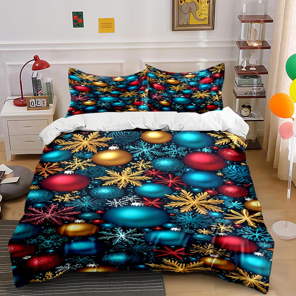Christmas Ornaments and Snowflakes Bedding Bedding Set (1 Duvet Cover, 2 Pillowcases, Duvet Not Included)