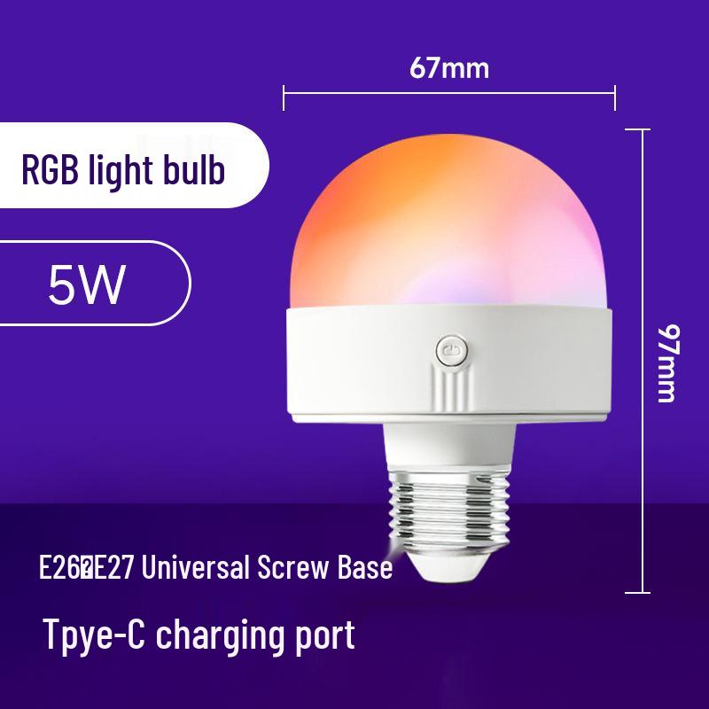 Rechargeable E27 Wireless Wall/Table Lamp with RGB & Three-Color Bulb, Remote & Touch Control