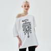 [mardimercredi] OVERSIZED TSHIRT OFF SHOULDER BIJOU WHITE GREY