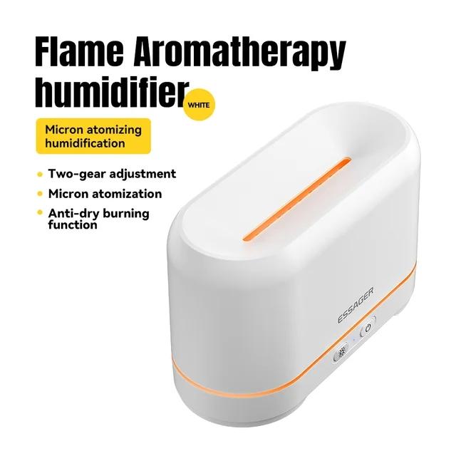 

Essager Аромадиффузор Увлажнитель воздуха Ультразвуковой прохладный туманообразователь Fogger Светодиодная лампа с пламенем эфирного масла Дифузор Вулкан ночник белый