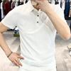 Men Korean Fashion Polo Collar Business Casual Knitted T Shirt Summer Solid Short Sleeve Breathable Tops