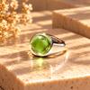 Peridot Round Signet Ring, 925 Sterling Silver, Boho Gemstone Ring, Handmade Men Women Ring