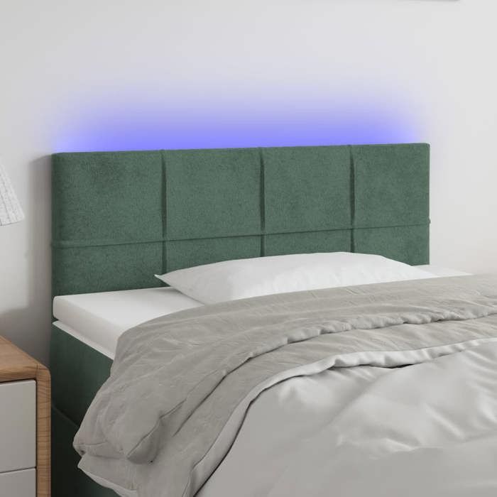 VidaXL Tête de Lit à LED Meuble de Chambre à Coucher Accessoire de Lit Simple Tête de Cadre de Lit Intérieur Vert Foncé 3121657