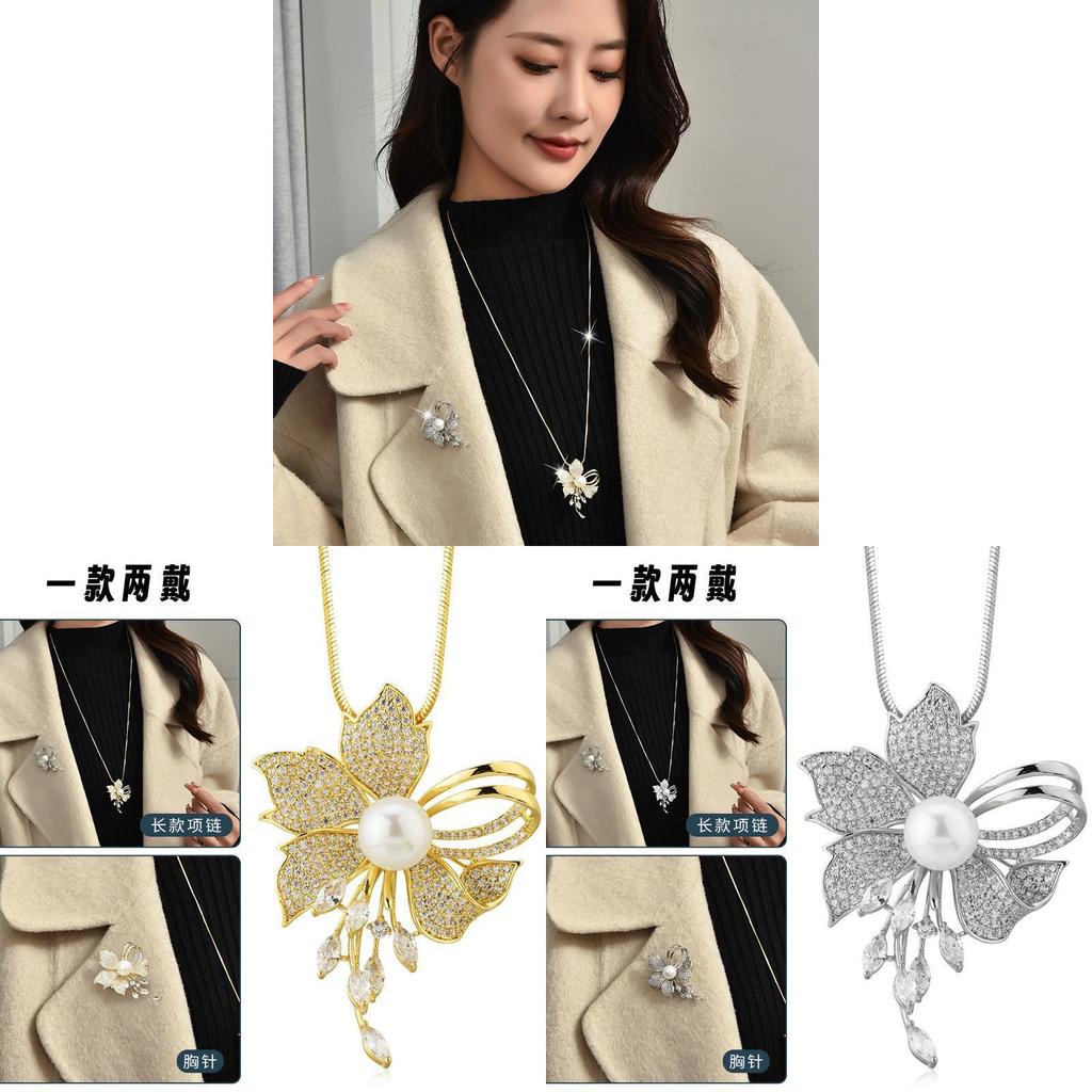Womens Autumn Winter Long Chain With Flower Pendant And Pendent For Gift