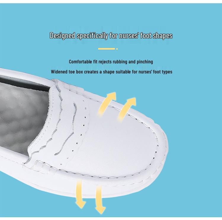 Women's Genuine Leather Nurse Shoes - Breathable, Soft Sole, Non-Slip, Air Cushion. Suitable for Autumn Hospital Work.