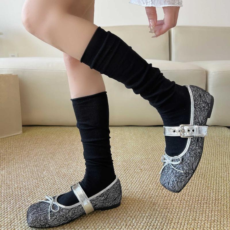 

Simple Ankle Socks - Children s Summer and Spring Lightweight Long Tube Pile Socks Made of Pure Cotton, Versatile and Suitable for All Occasions. 1 pair чорний