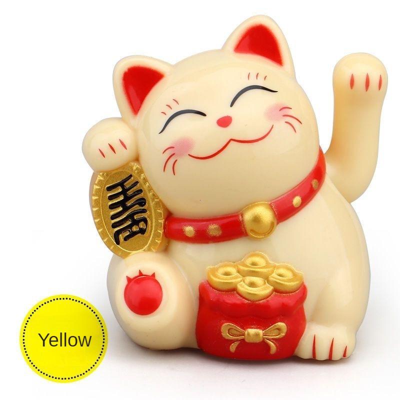 

Солнечная энергия Maneki Neko Lucky Cat Приветствующий китайский машущий рукой, манящий удачу, фигурки кошек, Декор для автомобиля, домашний декор жёлтый