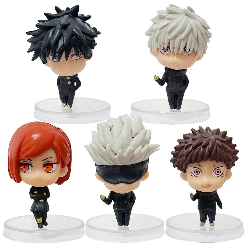 5pcs Jujutsu Battle Handheld Q-Version Tiger Staff Yuren Gojo Gojo Rose Mini Handheld PVC Model Ornament Anime Peripheral Gift