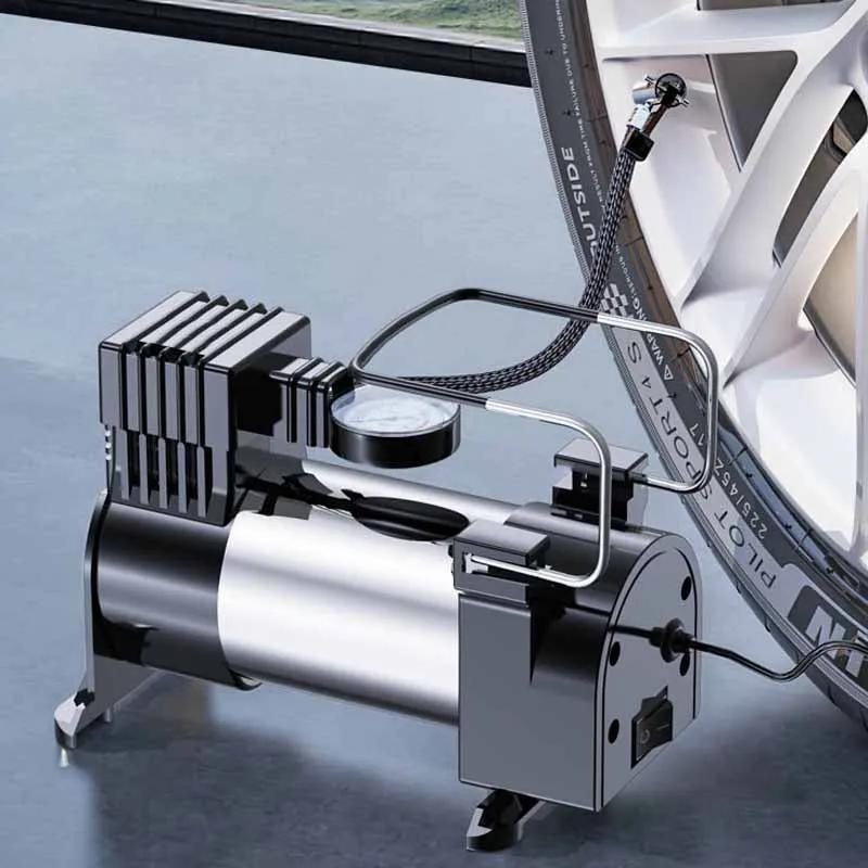 140PSI 12V Car Tyre Inflator Heavy Electrical Air Compressor Automotive Inflation Pump Vehicle Inflation Pumps W/ Pressure Gauge