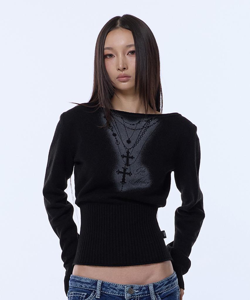 GILAARCHIVE Necklace Off Shoulder Knit_Black