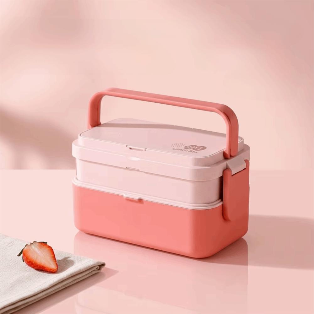Microwavable 2 Layer Picnic Lunch Box Separated Food Storage Box Portable Food Container  Adult