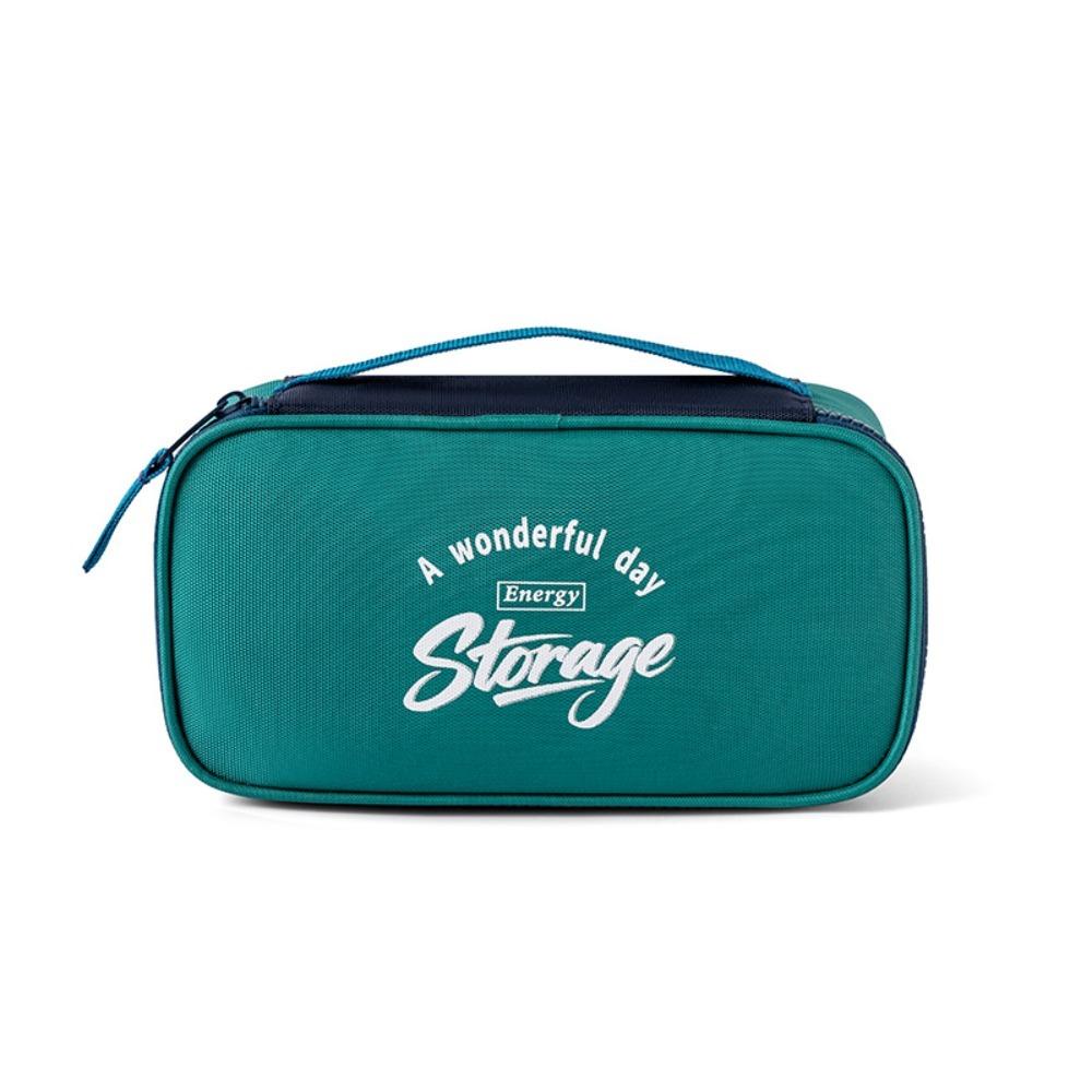 

Oxford Data Cable Storage Bag with Dividers Shockproof Travel Storage Pouch Large Capacity Portable Charger Harddisk Organizer зелений