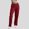 Women's Corduroy Straight Leg Pants with Elastic Waist, Casual Trousers for Everyday Wear