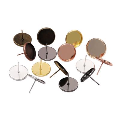 20-50pcs Blank Earring Base Cabochon Cameo Base 8 10 12 14 16 Mm Flat Earring Setting Supplies For Jewelry Making