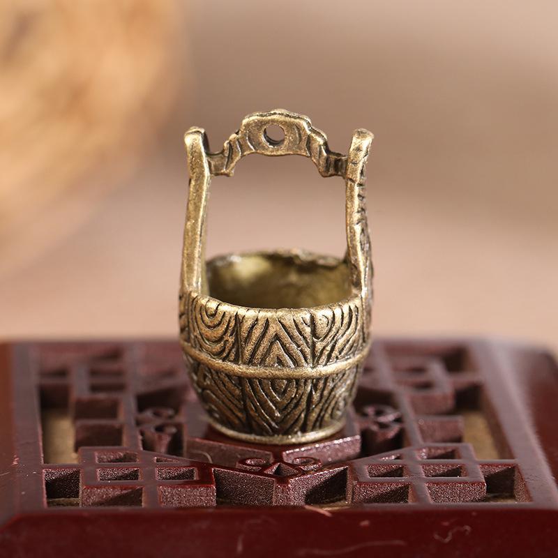 Brass Gold Fu Character New Year Keychain Pendant Ornament