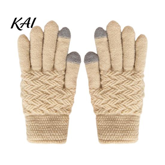 Skiing Hand Warmers 1 Pair Winter Warm Fleece Lined Gloves for Women Men, Cold Versatile Outdoor Sports Weather Thermal Gloves, Thickened Knit