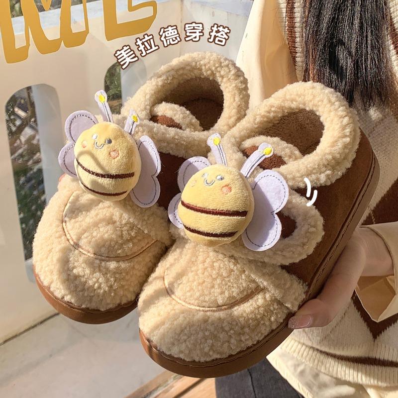 Maillard Doudou shoes women's new winter velvet warm one pedal fluff outer wear non-slip thick-soled cotton shoes