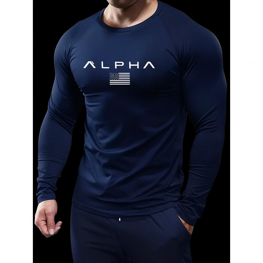 Men's Autumn and Winter USA3D Printed Crew Neck Long Sleeve T-Shirt