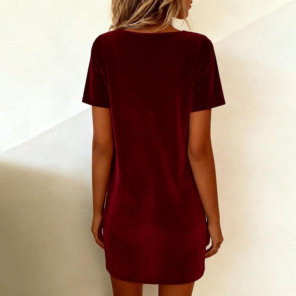Women's  Velvet Dress Vintage Long Sleeve Casual Dress