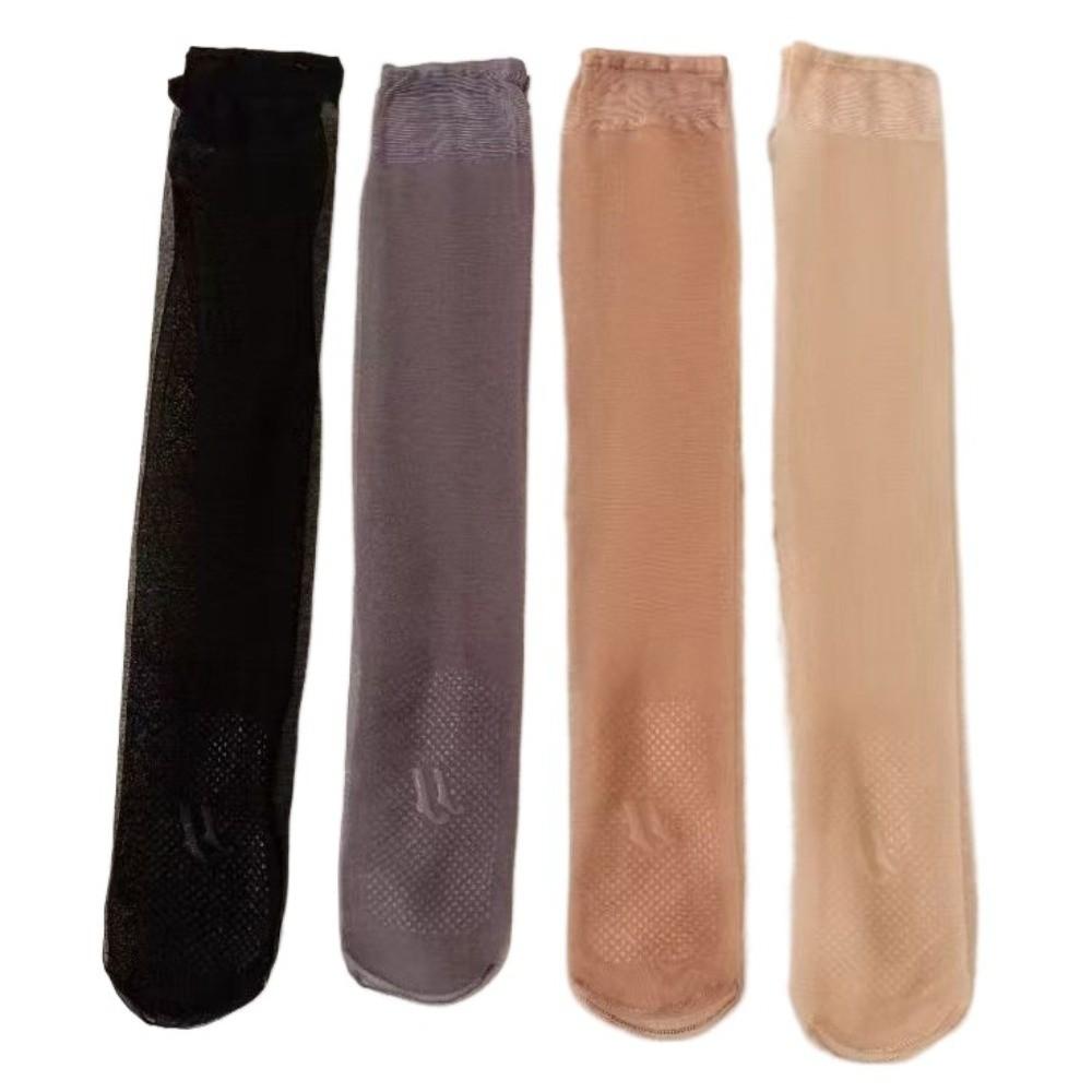 8Pairs Solid Long Tube Socks Streetwear Silky Calf Socks Comfortable Transparent Stockings  Summer