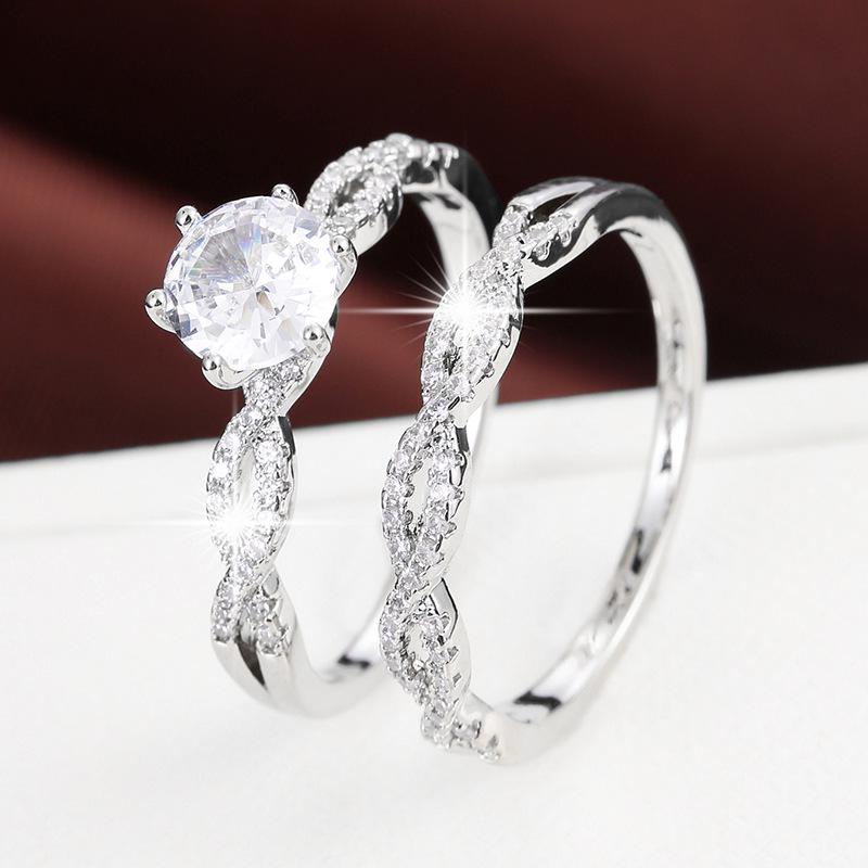 Zirconia Knotted Twist Ring Set: Exquisite Two-Piece Jewelry for Women