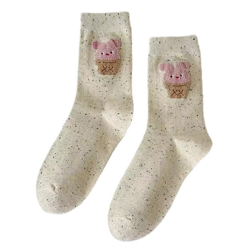 Socks Sweet Socks Dopamine Socks Girl Style School Style Colorful Cartoon Cute and Versatile Polka Dot Yarn Mid-calf Socks for Girls