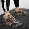 Men’s Sports Shoes Black Skateboard Shoes Student Fashion Printed Running Sneakers Plus Size
