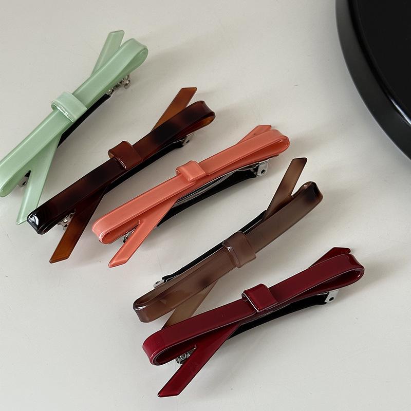Korean Acetate Bow Hair Clip - Celebrity-Style Hairpin for Bangs & Back of Head