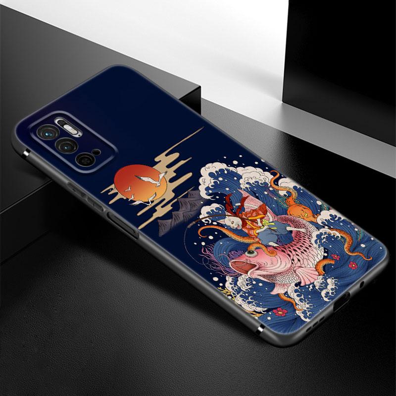 Anime-Telefonkasten im japanischen Stil für Xiaomi Redmi Note 7 8 9 10 Lite 11 11E 11T 12 Pro 11S 4G 10T 5G 8T 9S 10S TPU-Schwarzabdeckung