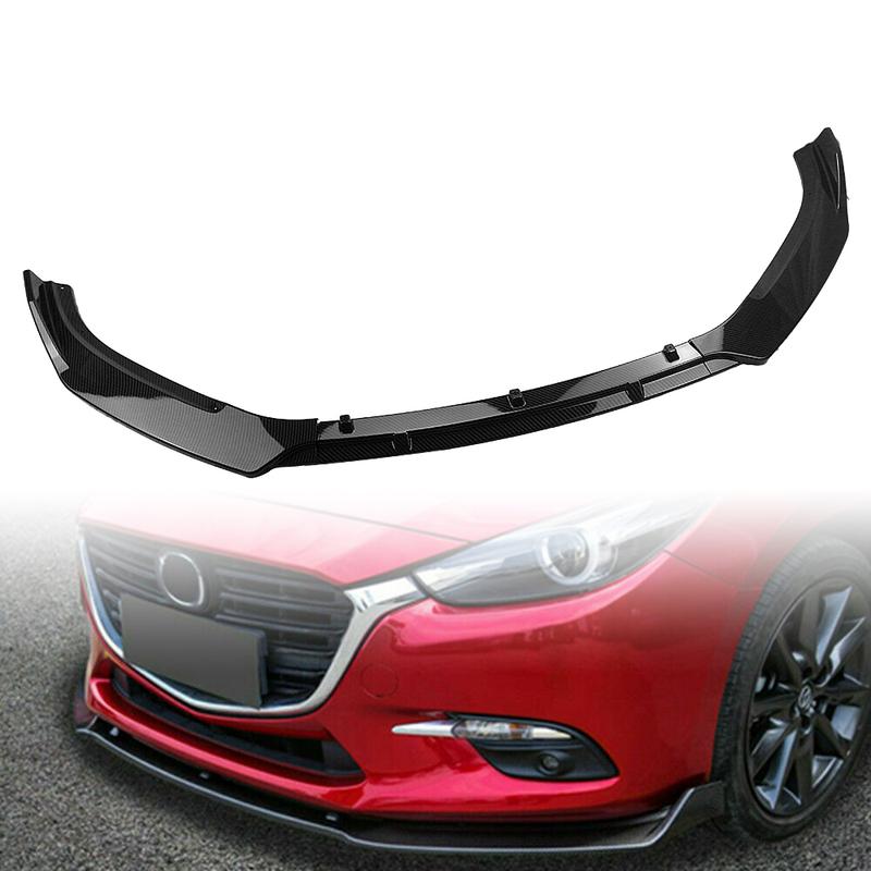 Front Bumper Spoiler Lip For Mazda 3 Axela 2014 2015 2016 2017 2018 Carbon Fiber Look/Gloss Black Lower Splitter Kit Protector