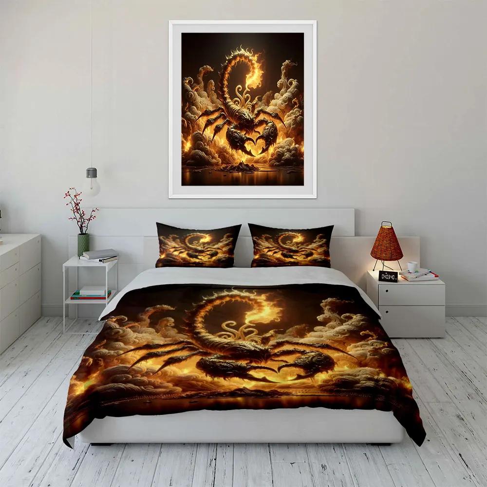 "Fiery Scorpion Art Decor Set" Soft Comfortable Duvet Cover Bedding Set Included 1*Duvet Cover & 2*Pillowcases Gift