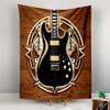 Vertical Tapestry Black Electric Guitar Wood Grain Shield Emblem Tapestry Wall Hanging Men Cave Decor Gift