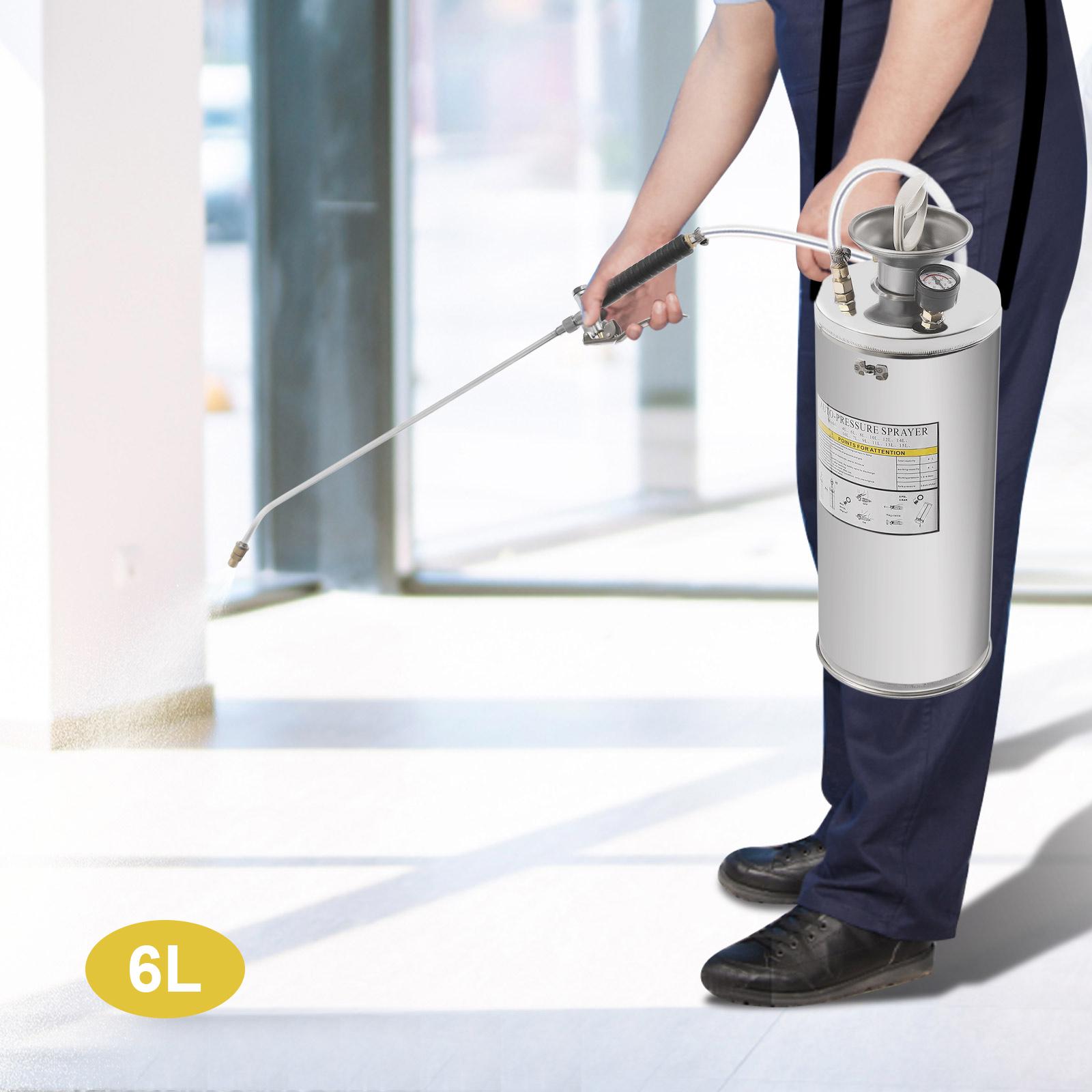 

1.5Gal Stainless Steel Sprayer, Hand Pump Pressure Garden Sprayer w/ Adjustable Nozzle, Safety Valve & Gauge, 6L Large Capacity срібний