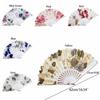 Chinese Style Hand Held Flower Fan Flower Pattern Chinese Dance Fan Bamboo Folding Fan  Party