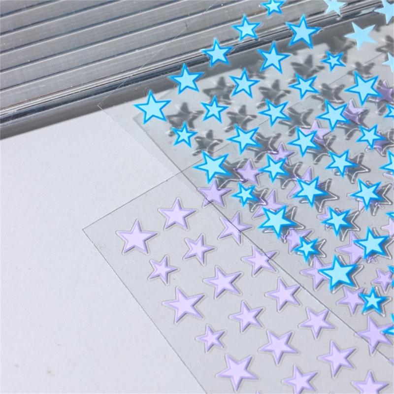 Star Nail Art Stickers French Nail Decals 3D Adhesive Star Designs Nail Decals Star Nail Art Decorations for Women Girls