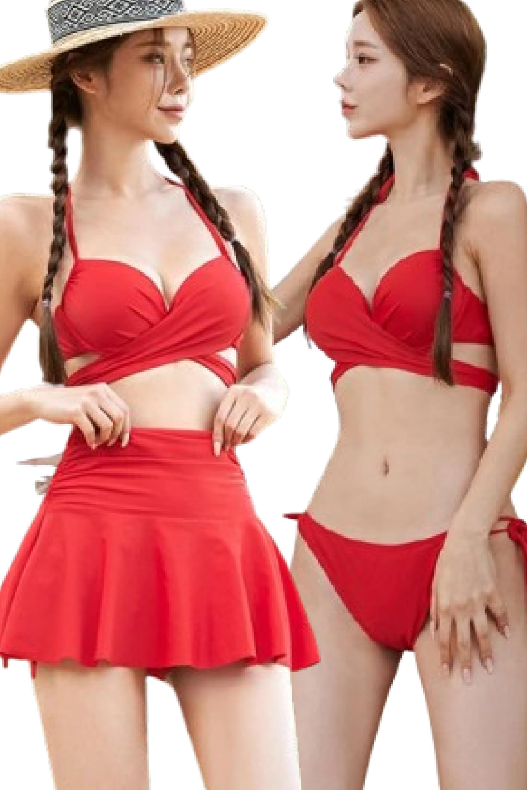 

Сексуальный и набор бикини для Включает в себя льстящий бюстгальтер на косточках Стильный и [FASHION FAN] льстящий! Женский комплект из трех предметов с перекрестным дизайном. юбка. Сексуальный, простой,