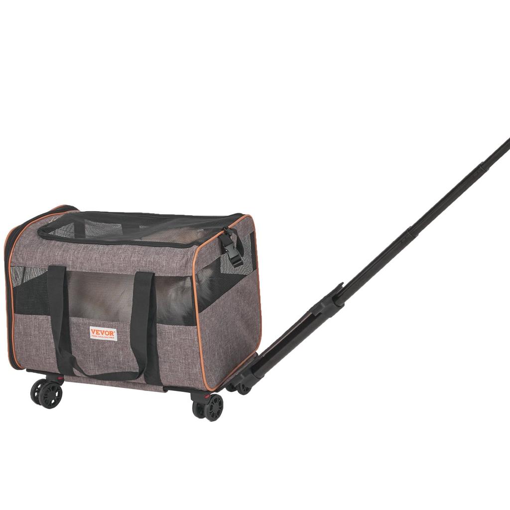 VEVOR Cat Carrier with Wheels, Airline Approved Rolling Pet Carrier with Telescopic Handle and Shoulder Strap