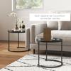Nesting Tables Set of 2, Side End Table with Removable Tabletop Tray and Steel Frame for Living Room, Bedroom, Black