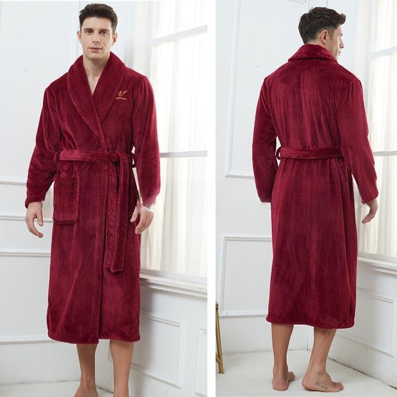 Herren Bademantel Winter Flanell Lang Robe Paar Verdickte Warme Nachtwäsche Plus Size Nachthemd Damen Lose Homewear